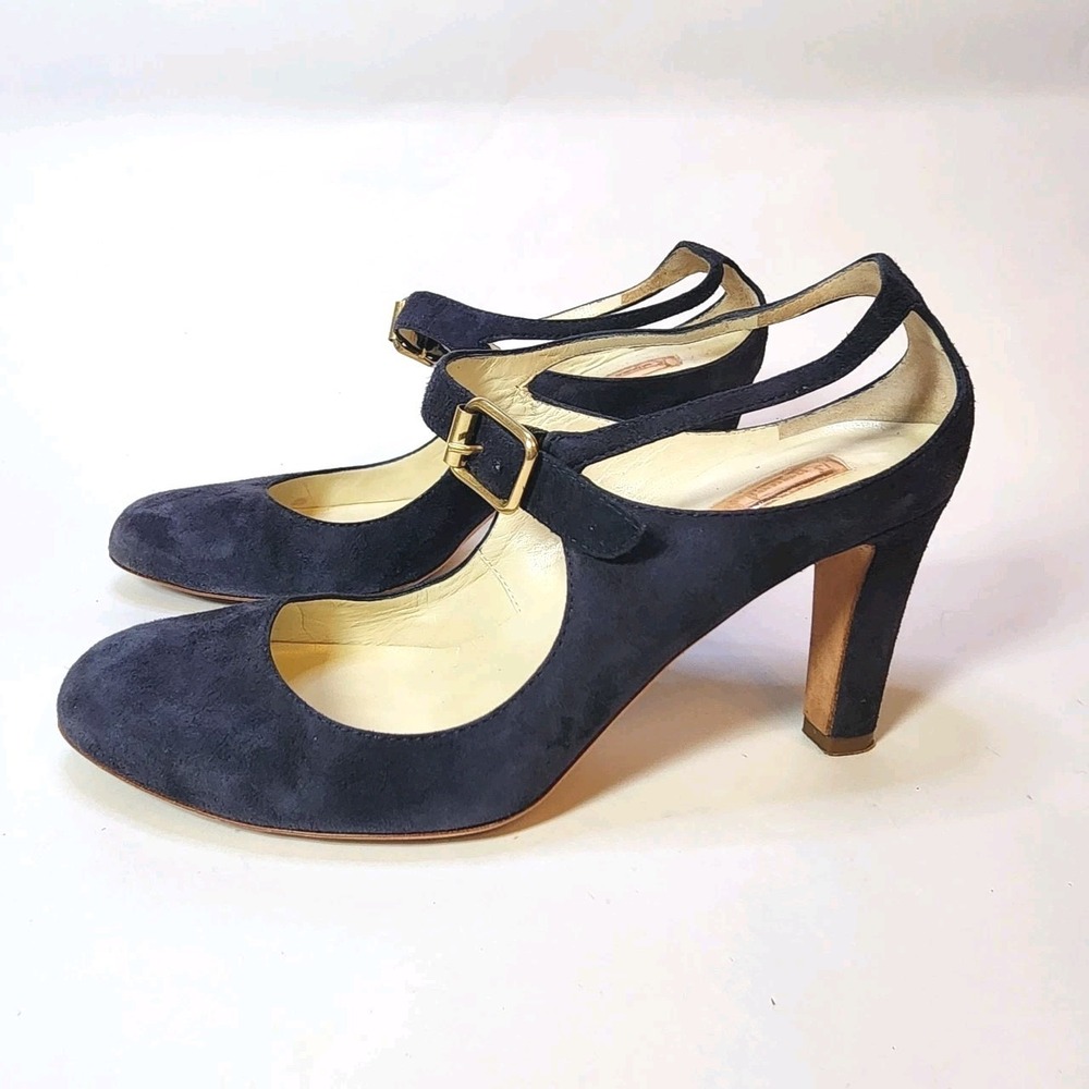 Rupert Sanderson Blue Suede Mary Jane Heels 40 EU / 9 US